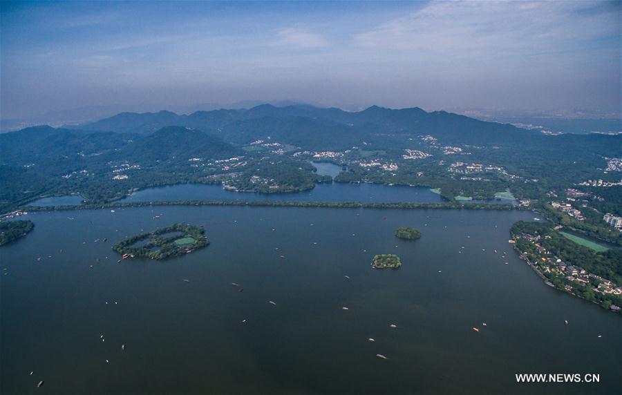 Aerial photos of West Lake in China's Hangzhou